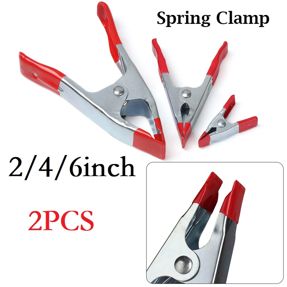 10/8/3/2/1pcs 2/4/6Inch Mini Metal Heavy Duty Spring Clamps Crocodile Clip Red Rubber Tips Tool Clips Grip Holder Hardware