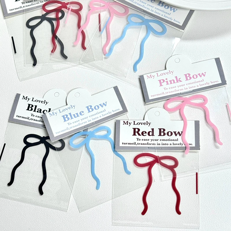 10/100Pcs Cute Bow Self-Sealing Small Plastic Bag Clear Display Window Ornament Packaging Gift Storage Bag Jewelry Bag Card Head