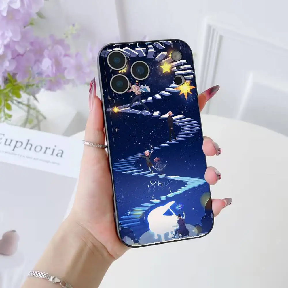 P-ProjectS S-SEKAI Kamishiro Rui جراب هاتف آيفون 17 16 15 14 13 12 11 Pro Max Plus Air Mini أسود سيليكون ناعم