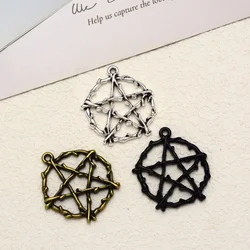 10pcs/Lots 25x28mm Antique Gothic Maimang Star Charms Punk Pentagram Pendant For DIY Earring Necklace Jewelry Making Supplies