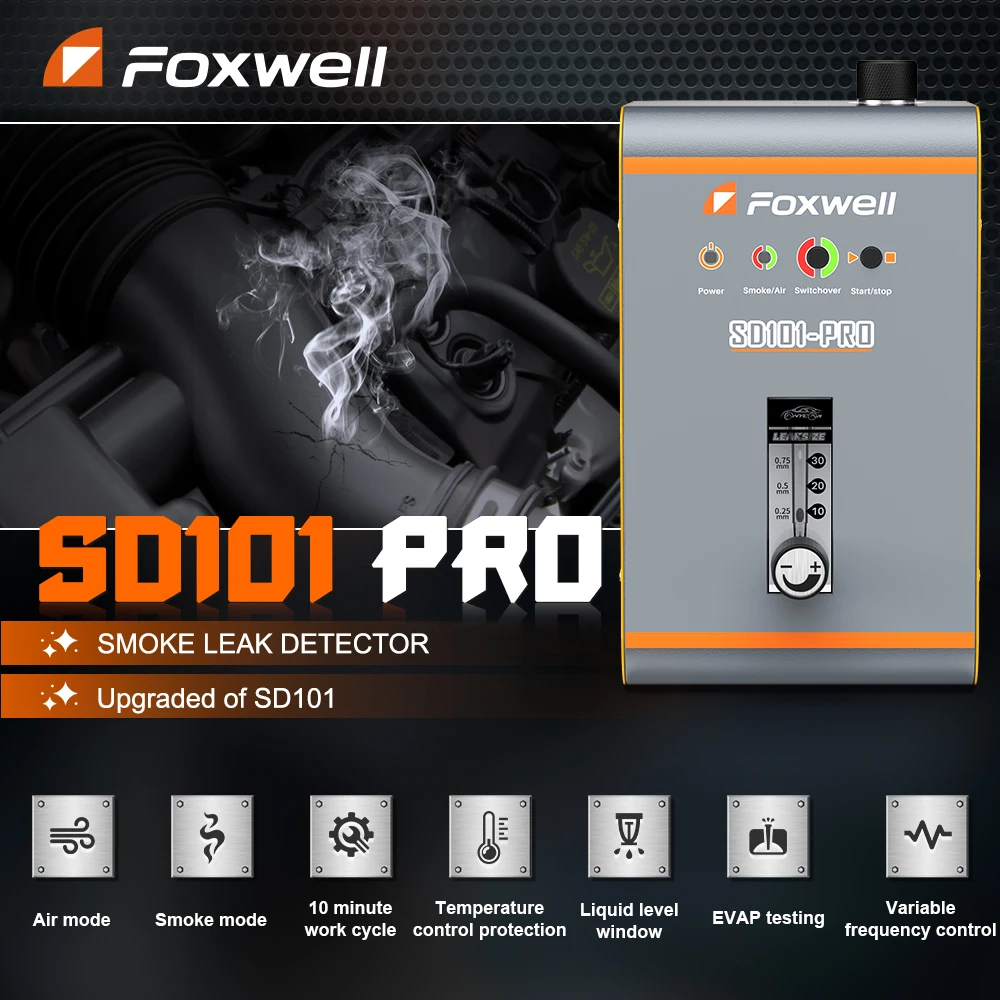 FOXWELL SD101 PRO Car Smoke Leak Detector 12V Automotive Smoke Generator Gas Leakage Locator EVAP Pipe Leak Locator Analyzer