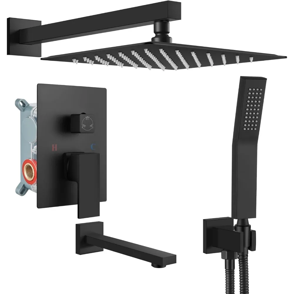 

Настенная душевая система с изливом для ванны и ручкой, 10-дюймовая матовая отделка