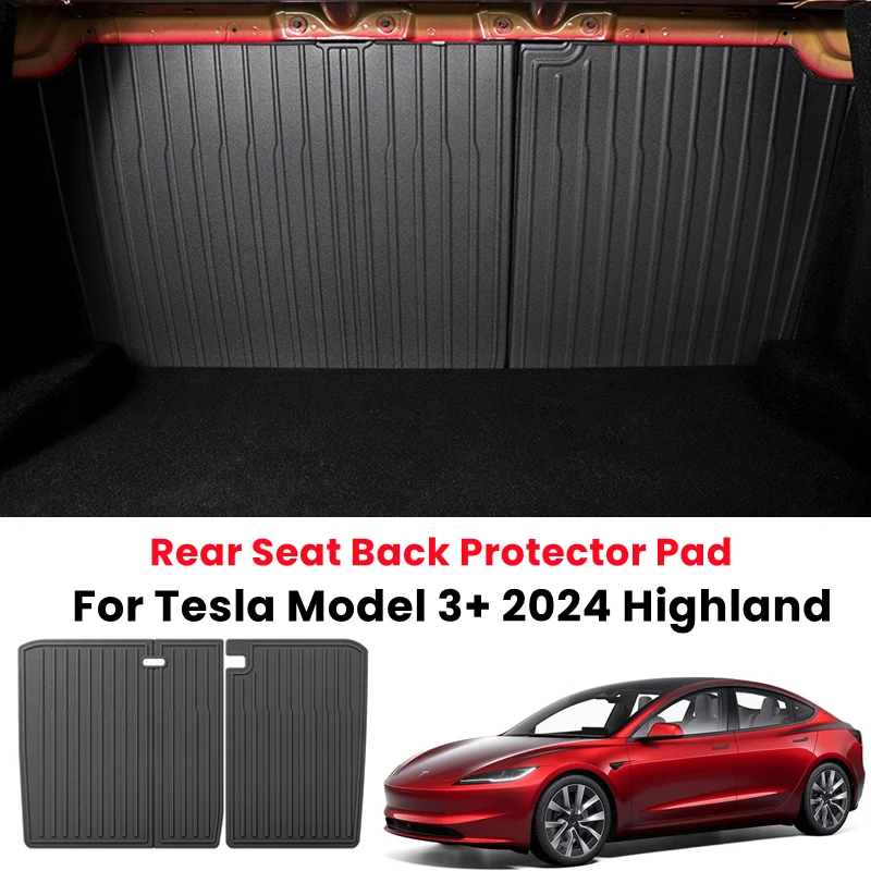 

For Tesla Model 3+ Highland Seat Back Protector Cover TPE Rear Backrest Trunk Mat All Weather Split Liner Pet Mat Anti-dirty Pad