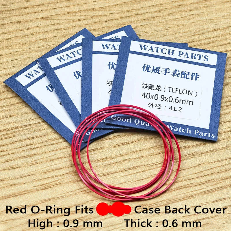 2/5 PCS Red Gasket Dia 25-40MM O-Ring Waterproof Gasket Fits Men Watch Case Back Cover T035 Couturier 1853 Case Ring Parts