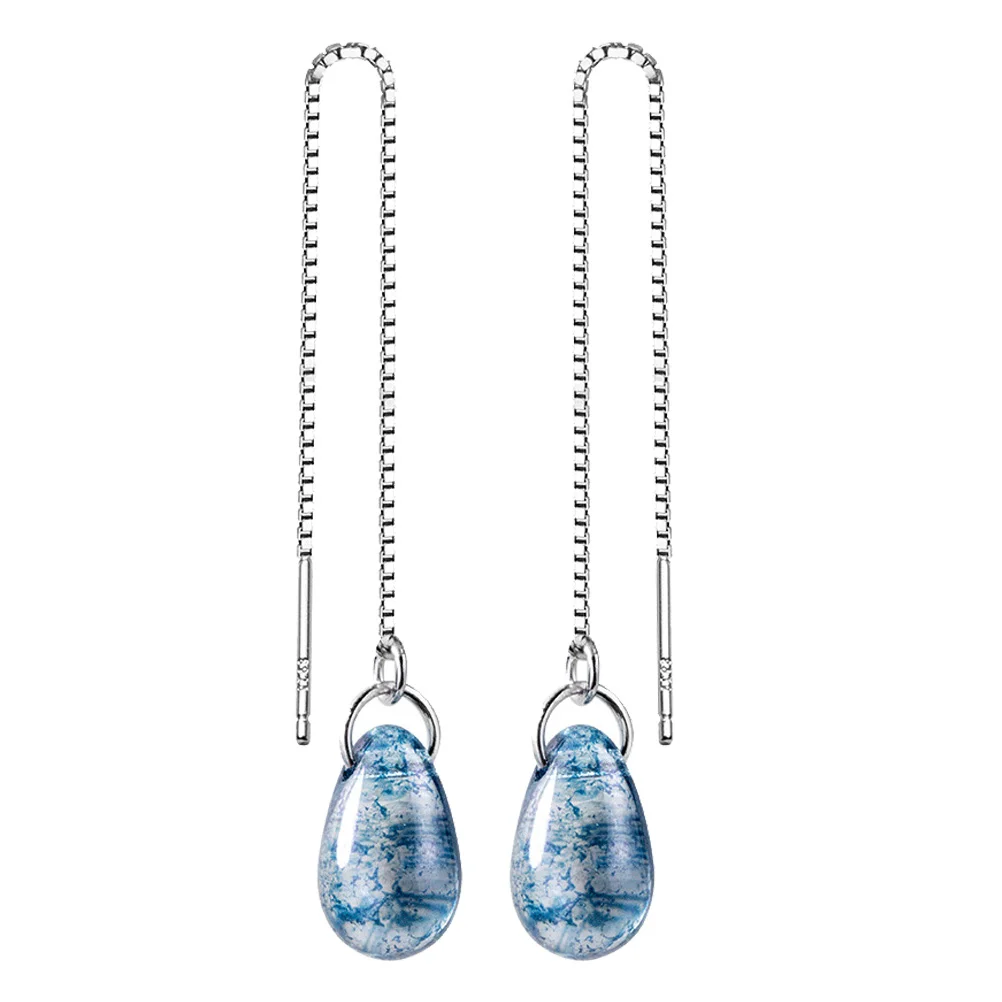 

Drop Shaped Earrings Stylish Silver Fashion Accessories for Women Party Birthday Catch Eyes Easy Match Ear Pendant