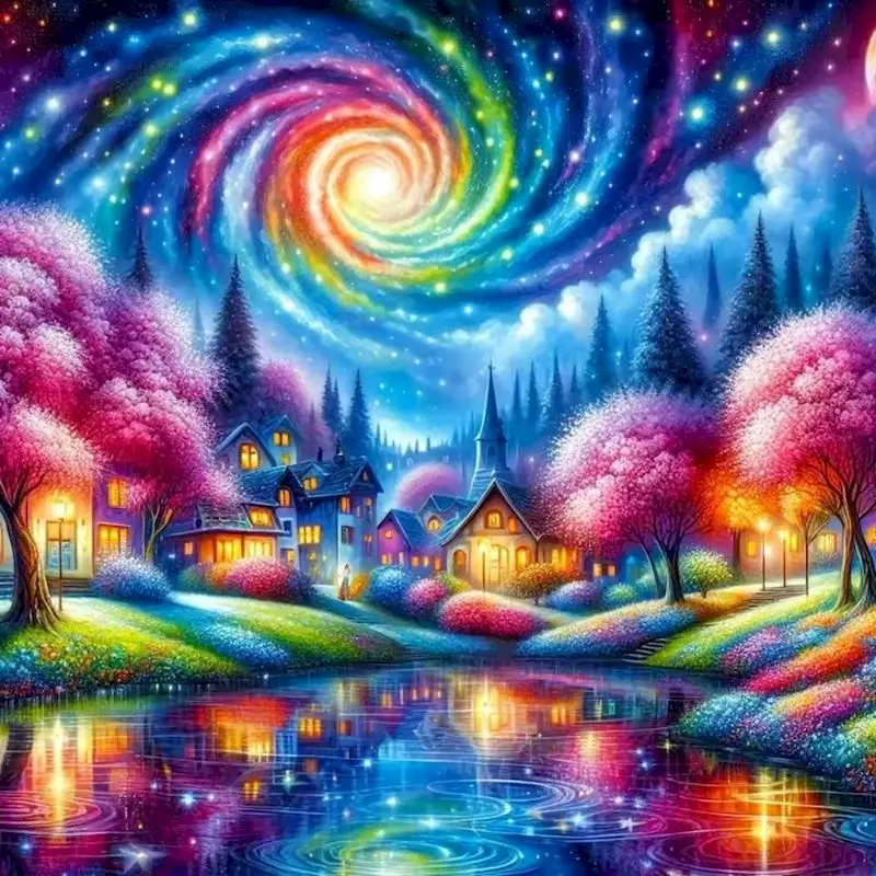 

SDOYUNO 5D DIY Diamond Painting Galaxy Sky Full Square Diamond Embroidery Mosaic Village Landscape Handmade Gift Home Decoratio