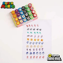 12/24Pcs Set Super Mario Cartoon Mini Seal Anime Figure Children's DIY Seal Kindergarten Teacher Comments Cute Stamp Accessories