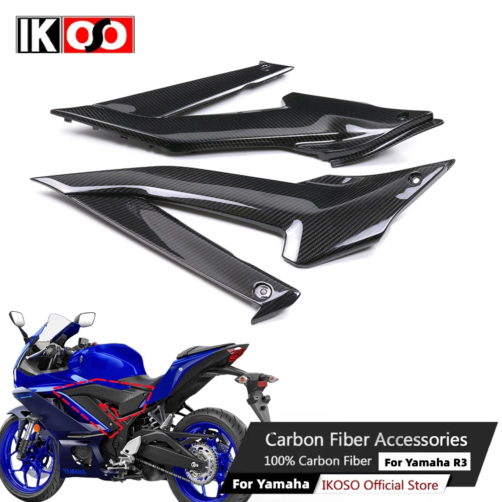 

For Yamaha R3 2022 2023 2024 Motorcycle Accessories 3K Full Dry Carbon Fiber Seat Lower Side Panel Protective Shell Fairing Kit