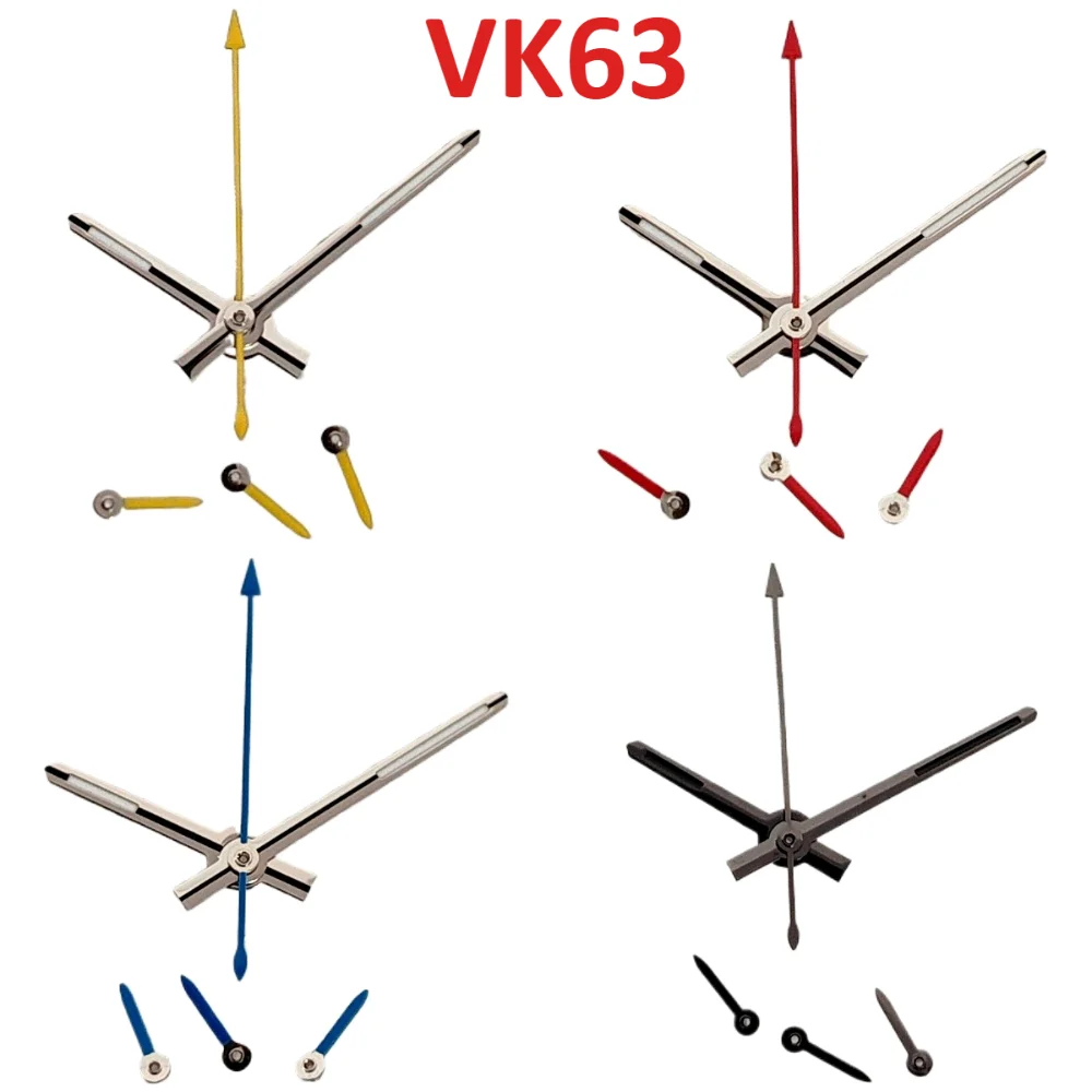 

13.5*9.5*4mm Yellow Red Blue 6pin Watch Hands for VK63 Quartz Movement Watch Needle Hands for VK63 Hands Green Lume