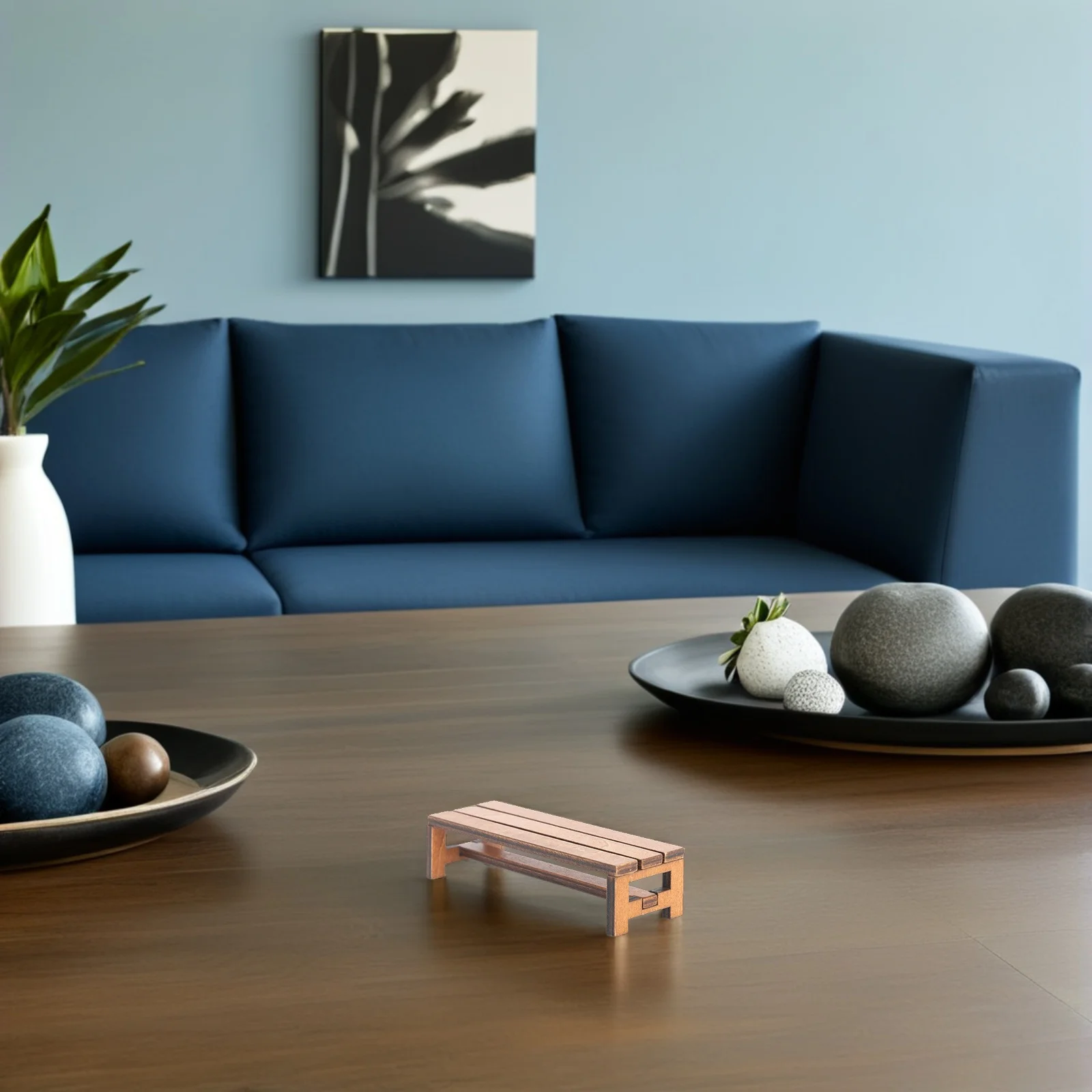 2 stuks houten miniatuurbank delicaat vakmanschap mini-huis opbergbank klein formaat decoratief meubelaccessoire