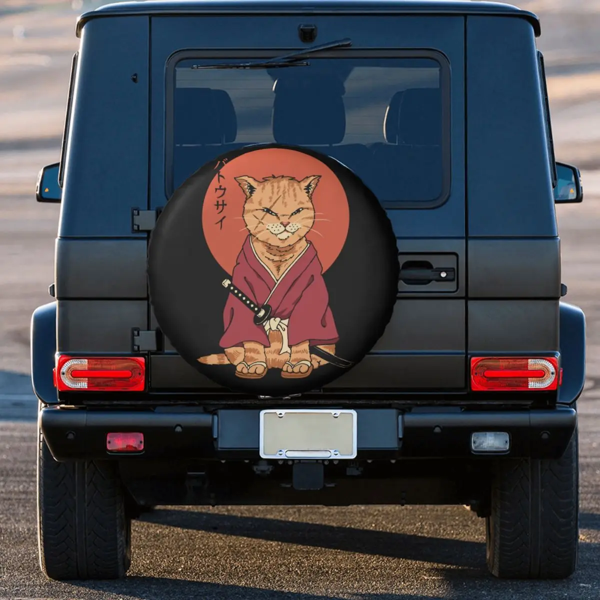 Custom Neko Shinobi Cat Spare Tire Cover for Prado Pajero Jeep Samurai Feline Ninja 4WD 4x4 Trailer 14\