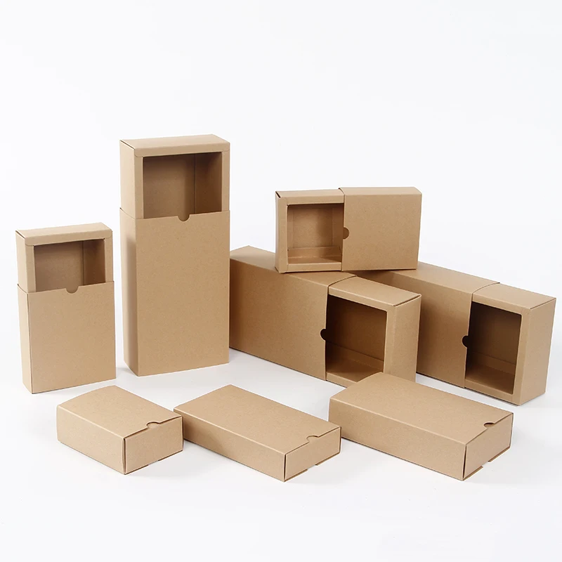 10PCS Kraft Paper Slide Packaging Box Blank Gift Package For Jewelry Tea Candy Cardboard Boxes for Gifts