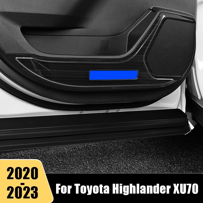 

For Toyota Highlander Kluger XU70 2020 2021 2022 2023 Stainless Car Interior Door Anti-kick Protect panel Cover Ttim Accessories