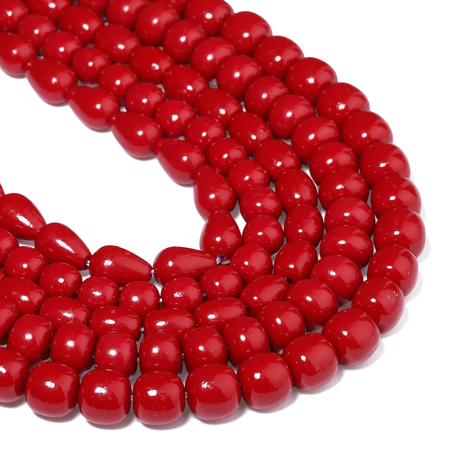Natural Red Shell Powder Beads Charms Waterdrop Drum Abacus Shape Beads Loose Beads for Jewelry Making Diy Beading Accessories