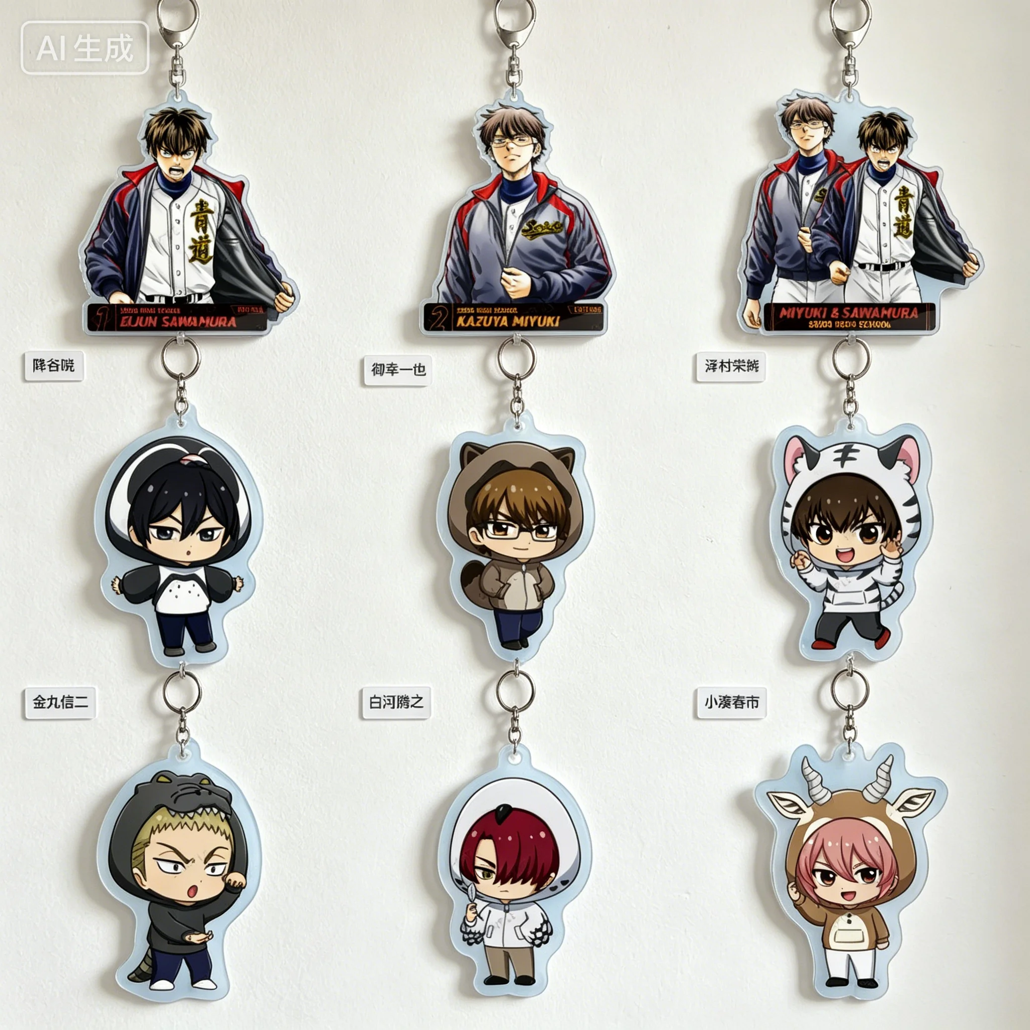 Ace of Diamond act II Miyuki Kazuya Sawamura Eijun Acrylic Pendant Keychains bag decorations Gifts For Friends