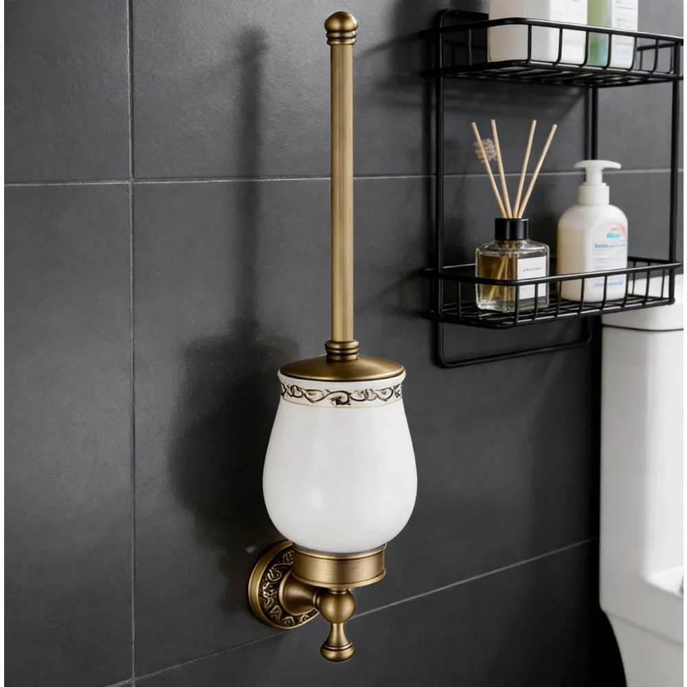 

Luxury traditional European royal style toilet brush holder, accessories family hotel motel bathroom