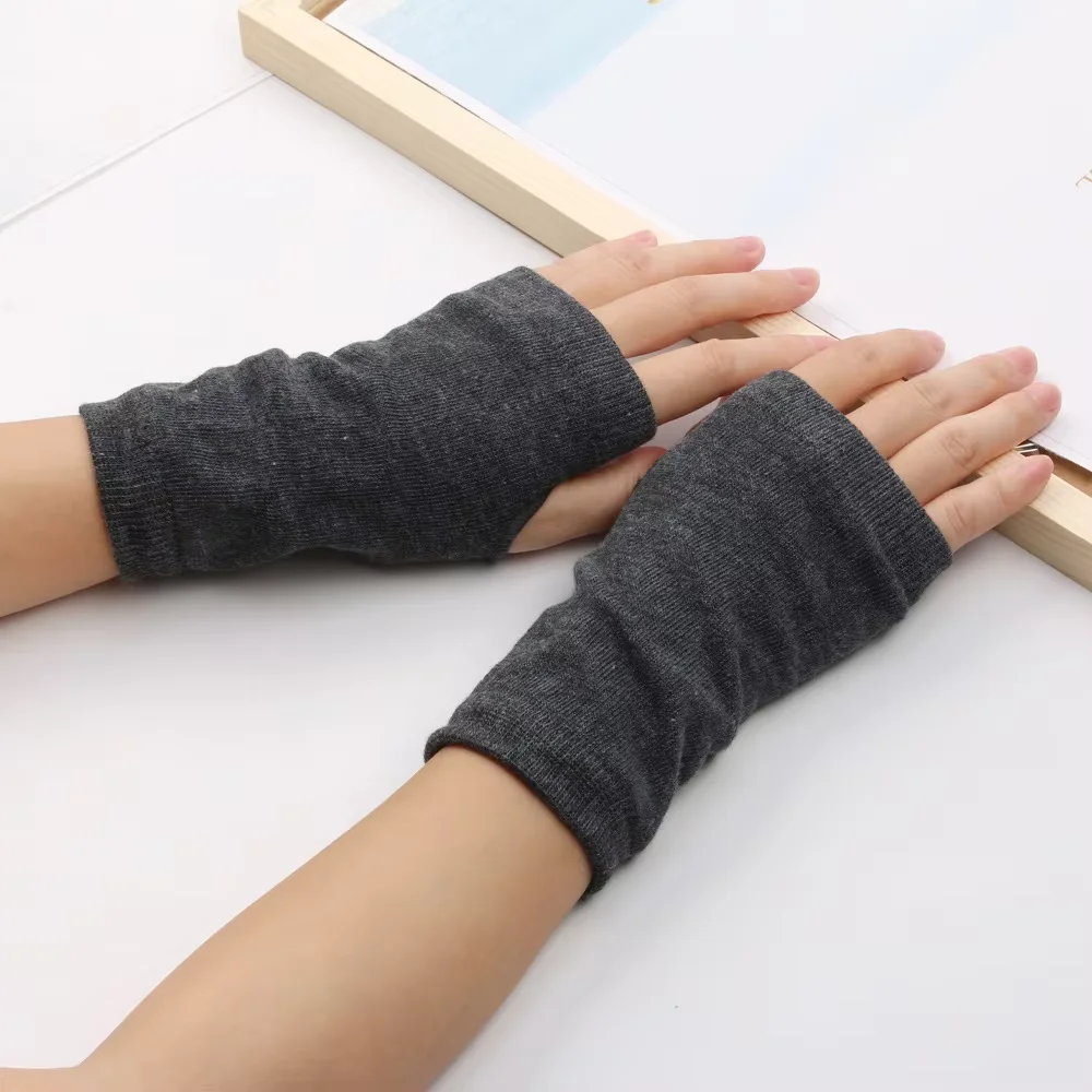 Half Finger Gloves for Women Winter Soft Warm Wool Knitting Arm Gloves Soft Warm Half Finger Handschoenen Unisex Mitten Guantes