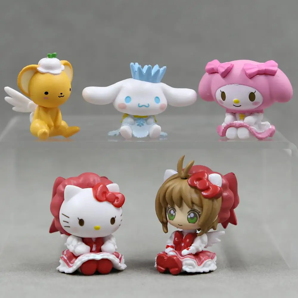 1Pcs Hello Kitty Cinnamoroll Cartoon Doll Pvc Model Toy Anime Figure Sakura Q Version Dolls Toys Car Ornaments Doll Model