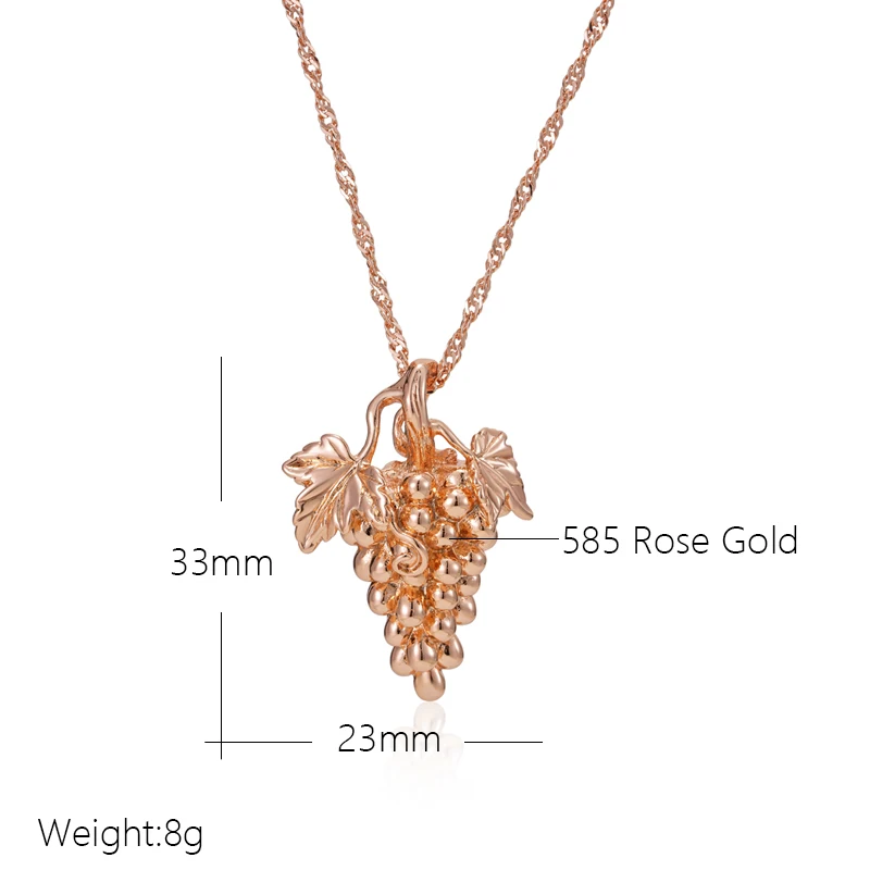 Kienl Hot Fashion Glossy Grape Big Pendant Necklace for Women Unique 585 Rose Gold Color Fine Daily Vintage Jewelry Gift