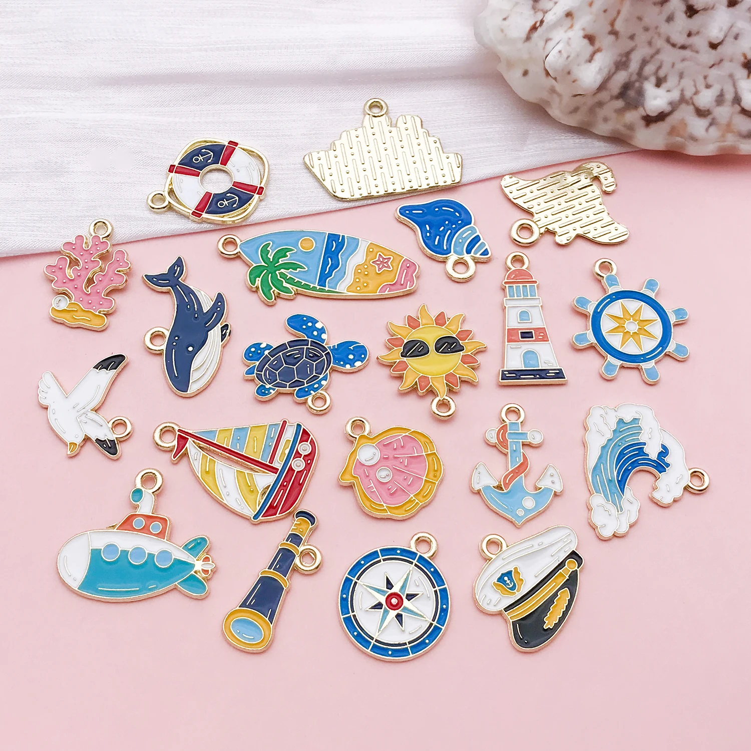 20pcs Alloy enamel sailing ship Pendant Jewelry Making DIY Earrings Charms for Jewelry Bracelets Necklace