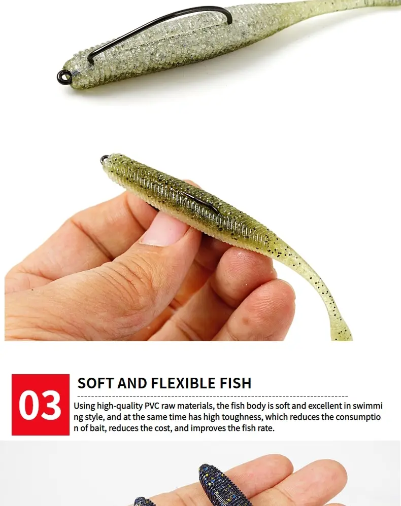 SUNMILE Angelköder Drop Soft Baits 7,5/9,5/11,5 cm Soft Lure Iscas Kunstköder Leurre Louple für Bass Pike Fishing Baits – Detail 5