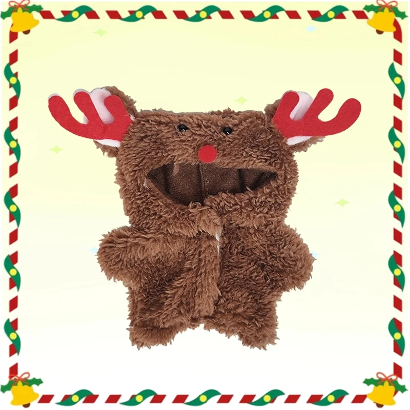 

For 17cm Labubu Clothing Accessories Christmas Reindeer Jumpsuit/Sweater Hat Scarf Set Outfit Clothes Festival Girl Gifts