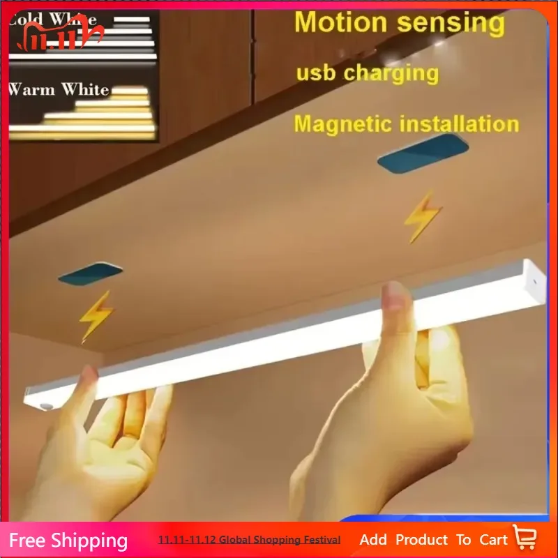 

LED Motion Sensing Light Wireless USB Rechargeable Motion Detection Suitable for Kitchen Wardrobe Corridor and Staircase Lights