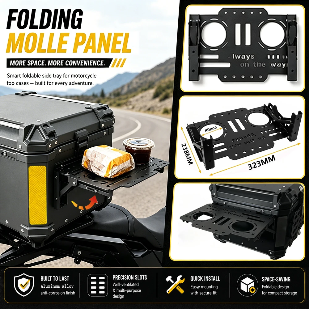 Folding Molle Panel Trunk Tail Box Multi Functional Tactical Expansion Panel Universal Motorcycle Side Panel Modular Organizer