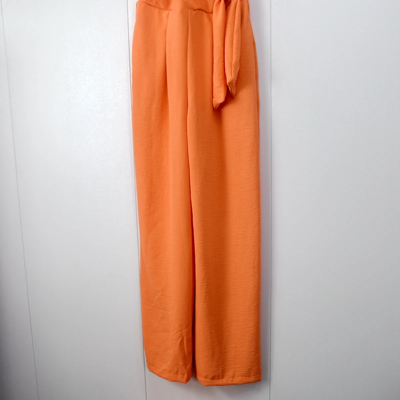 مريحة بارد واسعة الساق السراويل النسائية عالية الخصر حزام على Dring Gown Q77 الحلو Sle السراويل الطويلة نسيج البوليستر