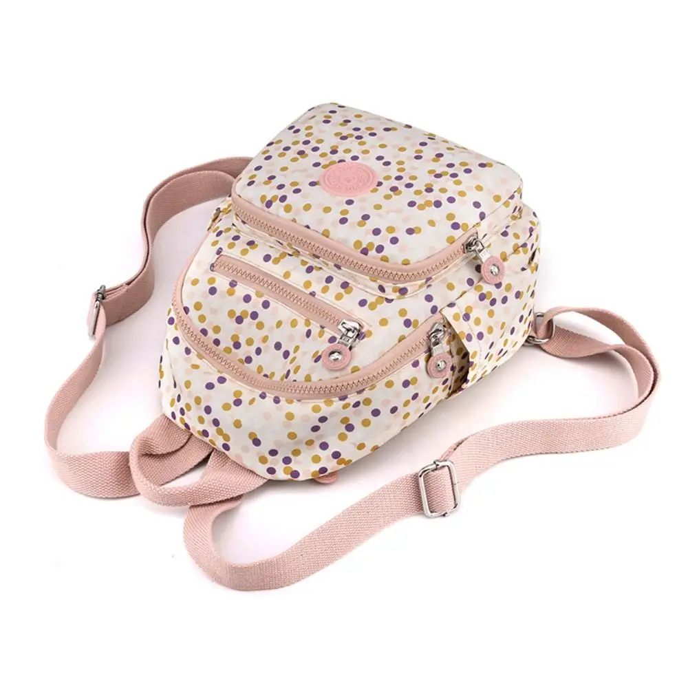 Floral Backpack Outdoor Nylon Printed Schoolbag Light Waterproof Bookbag Women