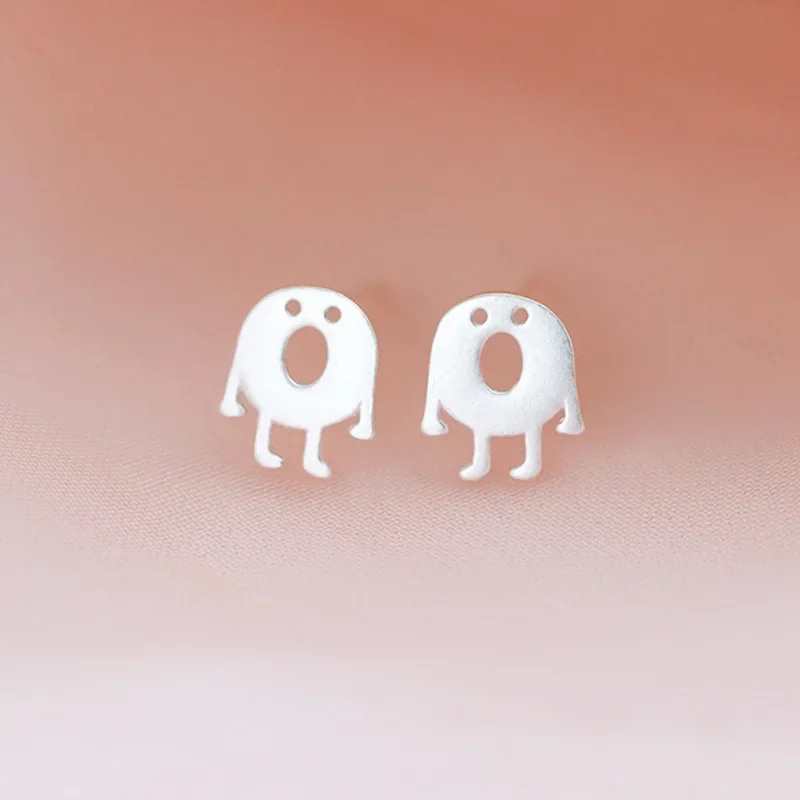 Ghost Little Monster Stud Earrings for Women 2024 Cool Metallic Korean Earrings 2000s Aesthetic Jewelry Party Favors