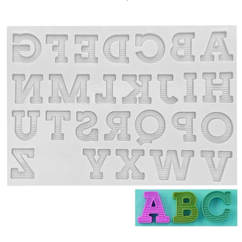 HX6F 26 English Letters Numbers Keychain Epoxy Resin Mold Handmade Alphabets Mould