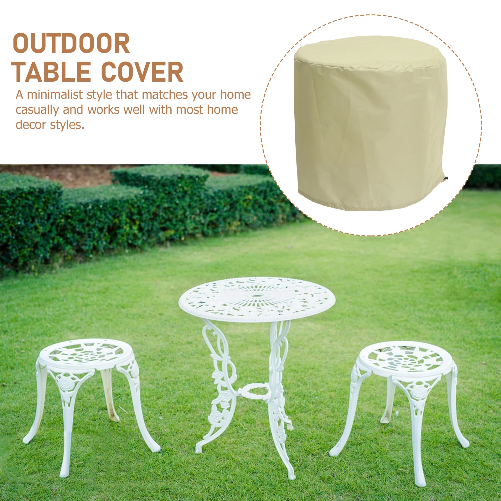 Capa para mesa de chá ao ar livre, protetor à prova d'água, superfície lisa, durável, estilo minimalista, jardim, pátio, móveis, arranhões