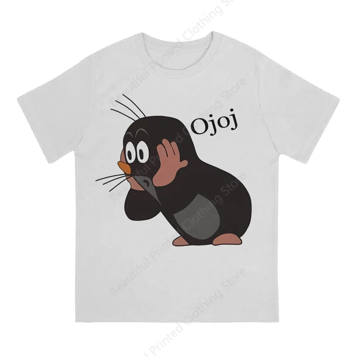Soft Cotton T-shirt Small Mole Print Cool Men's and Women's T-shirt Loose and Oversized Short Tee Trend Interesting All Match