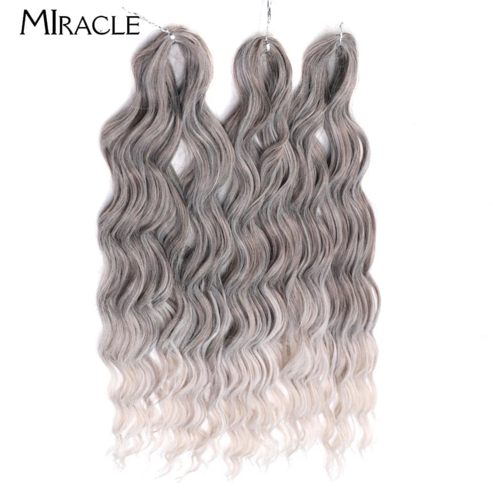 MIRACLE 24'' Crochet Hair Extensions Water Wave Synthetic Hair Extensions Deep Wave Braiding Hair Twist Brown Fake Hair Piece