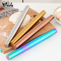 1Pc Stainless Steel Rolling Pin Kitchen Utensils Dough Roller Bake Pizza Noodles Cookie Dumplings Making Non-stick Baking Tool