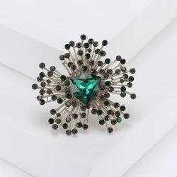 Rhinestone Firework Brooches for Women Unisex Vintage Flower Pins Banquet Party Backpack Gifts Jewelry Accessories