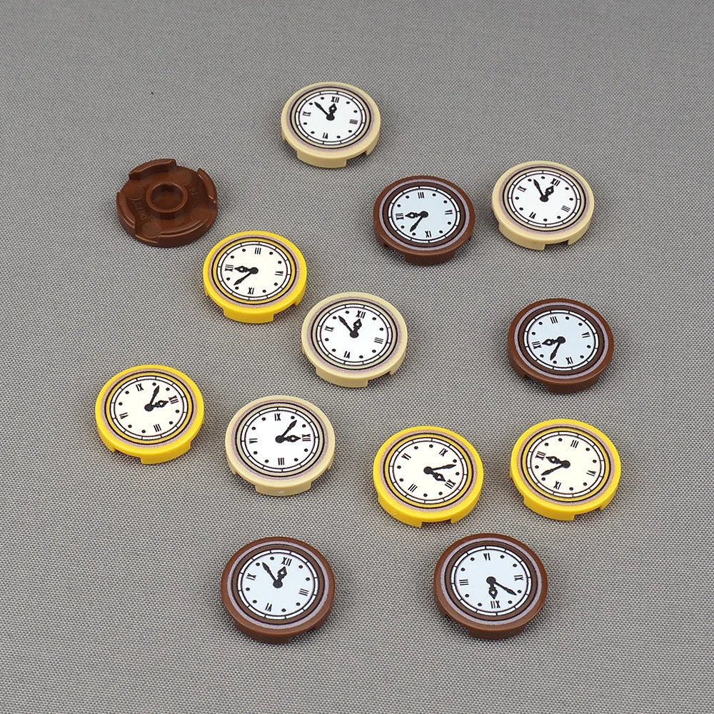 MOC 10PCS Printed 14769pb133 2X2 Clock Face Time Pointer Pattern Building Blocks Kit 14769 Bricks Particle Toy Adults Gifts