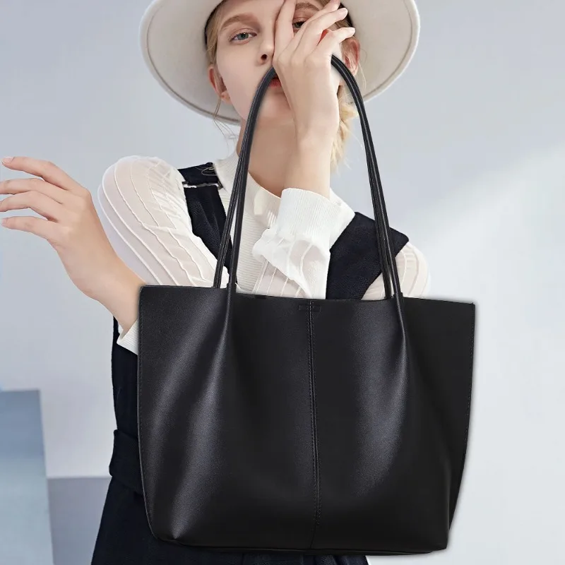 2026 Large-Capacity Soft Leather Tote Bag, Versatile Commuter Bag, Casual Shoulder Underarm Bag
