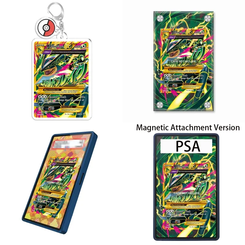 Art Display for Pokemon Extended Art M Rayquaza-EX Anime Expand Art Fans Gift Recyclable Acrylic Protective Case Keychain Fans
