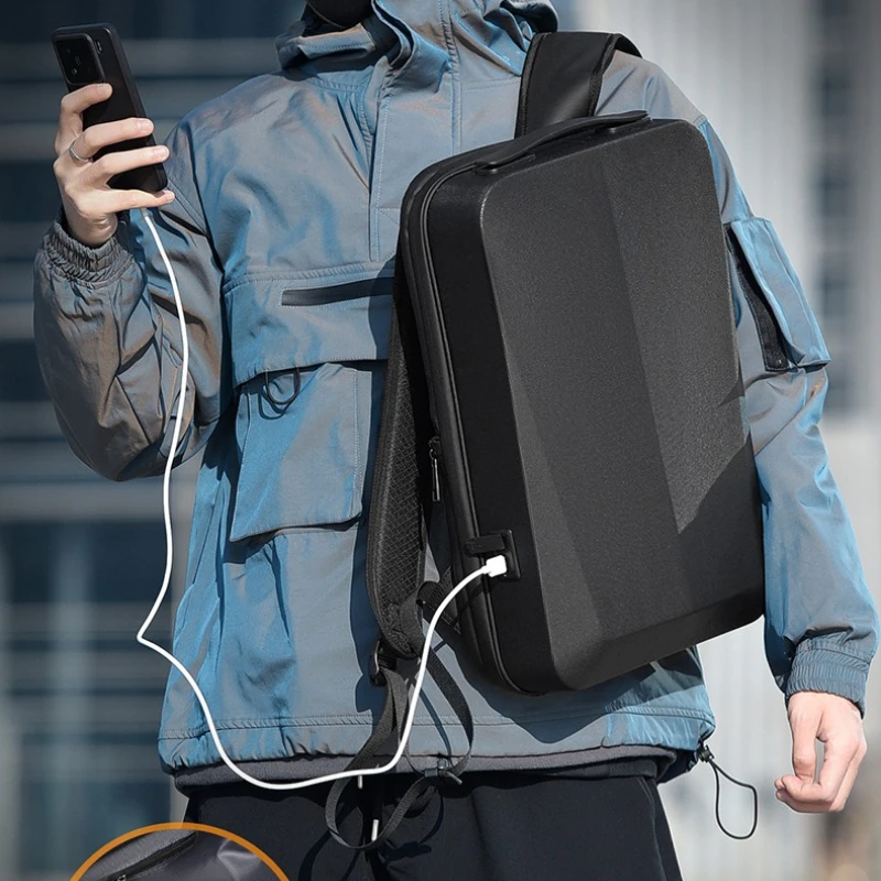 

Рюкзак из жесткого поликарбоната для мужчин, большой вместимости, водонепроницаемый, расширяемый, для игрового ноутбука, многофункциональный, повседневный, дорожный рюкзак