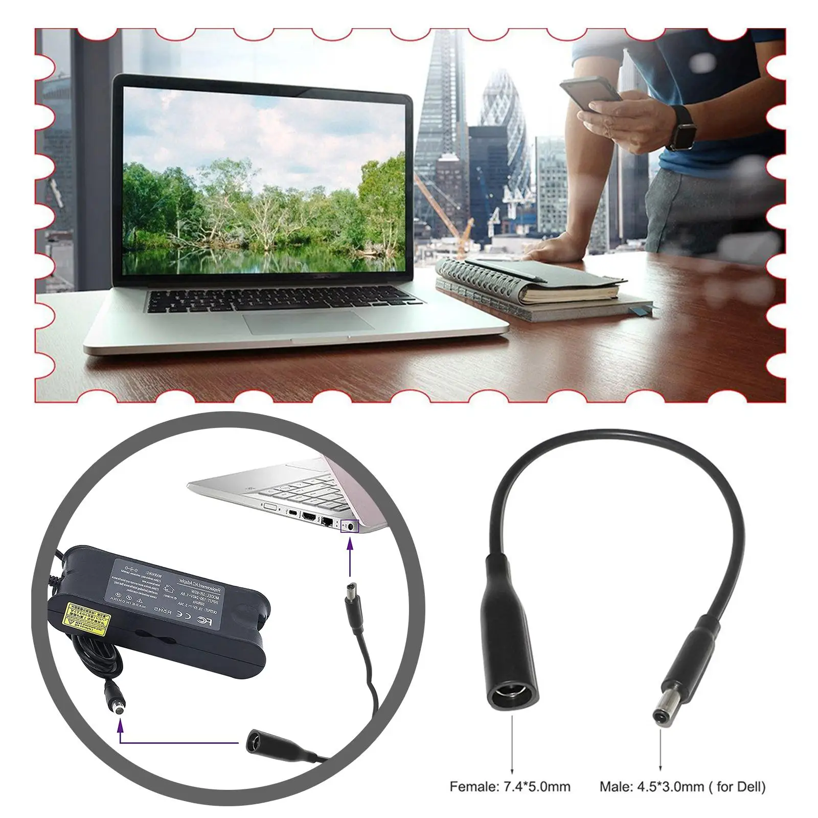 

Кабель-адаптер преобразователя постоянного тока для ноутбука Dell, штекер 4,5*3,0 мм, штекер 7,4*5,0 мм с контактом для ноутбука Dell, дропшиппинг