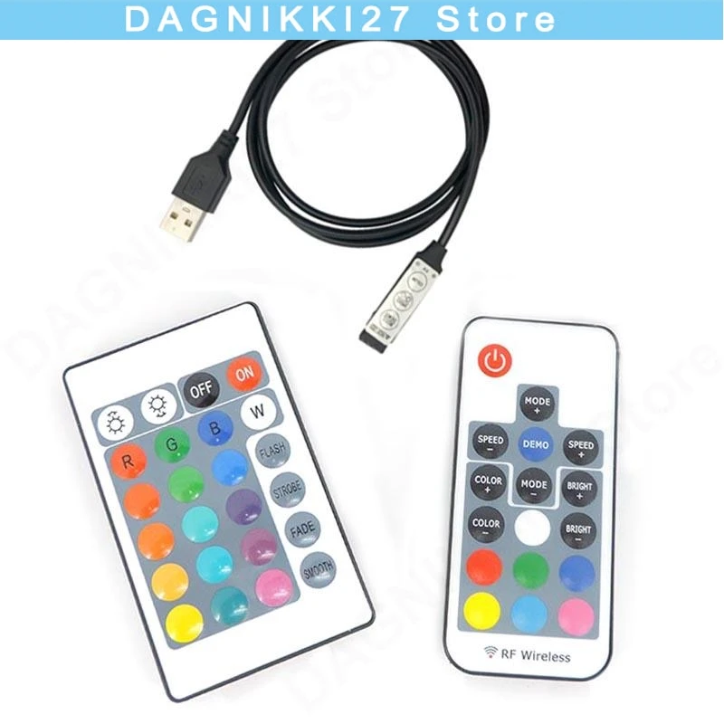 

Mini 3key USB 5V mini 17key 24key 4Pin RGB LED Strip Light RF Controller Control Cable Remote Dimmer 5050 3528 2835 Strip V27