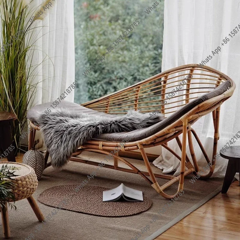 Sillón Reclinable X3 Sm de Ratán Nórdico para Sala de Estar, Cómodo y Relajante, Sofá Chaise Longue para Adultos, Mueble para Dormitorio