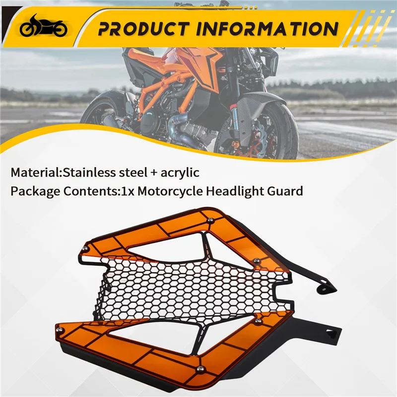 

For 1390 Super Duke R Headlight Guard For 1390 Super Duke Headlight Protector Grille Motorcycle Accessories Orange