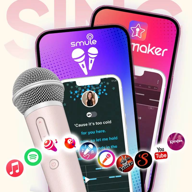 ميكروفون الغناء والتسجيل مع ردود فعل سماعة الأذن، ميكروفون الكاريوكي يعمل مع سبوتيفي، سمول، يوتيوب، موسيقى أبل، كاريوكي TJ، ستينغراي #3