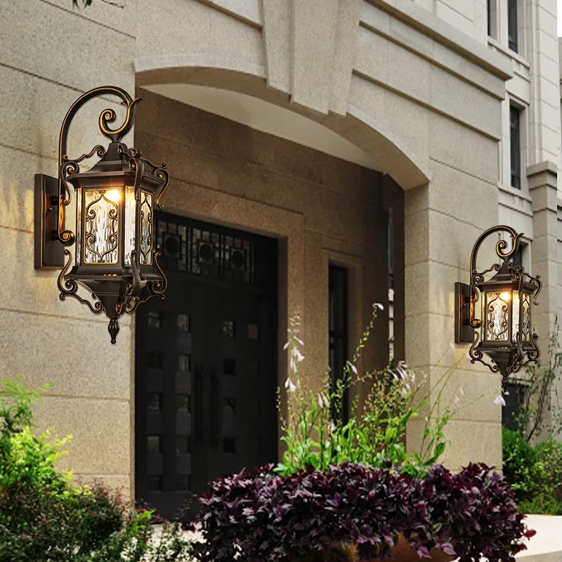 European Classic Aluminum Waterproof Super Bright LED Wall Light Outdoor Garden Villa Gate Balcony