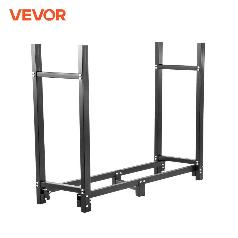 VEVOR 4-12ft Outdoor Firewood Log Storage Rack Bracket Kit Fireplace Metal Storage Holder Storage With Waterproof Cover Indoor