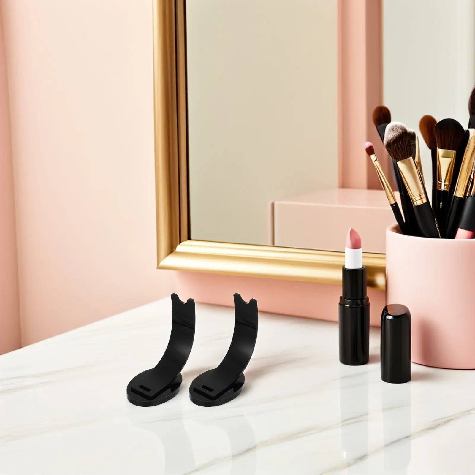 

2Pcs Acrylic Show Stand Black Sturdy Non-Slip Pen Storage Holder for Office Home Salon Display Stand for Markers Makeup Brushes