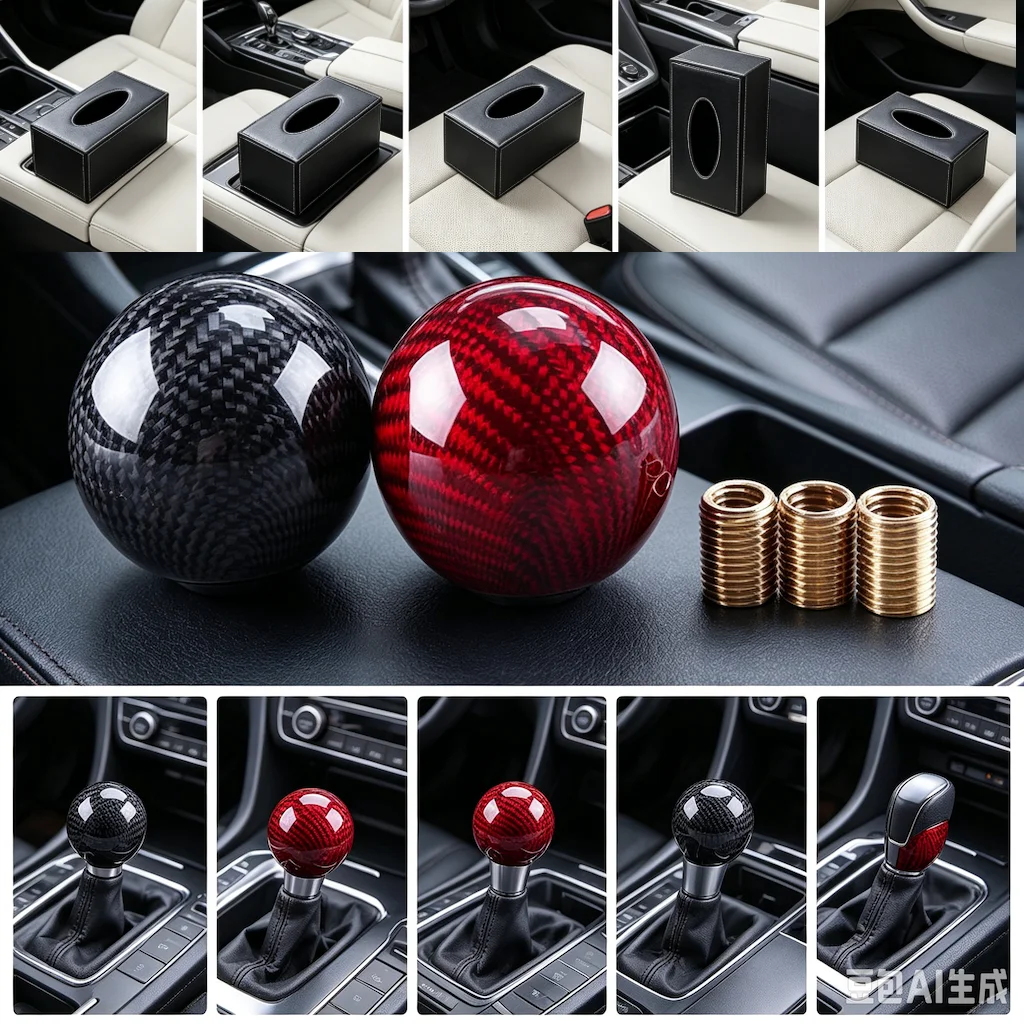 Universal Car Carbon Fiber Ball Stripe Gear Shift Knob AT MT Shifter Lever Automobile Accessories Fit For Honda Toyota Nissan